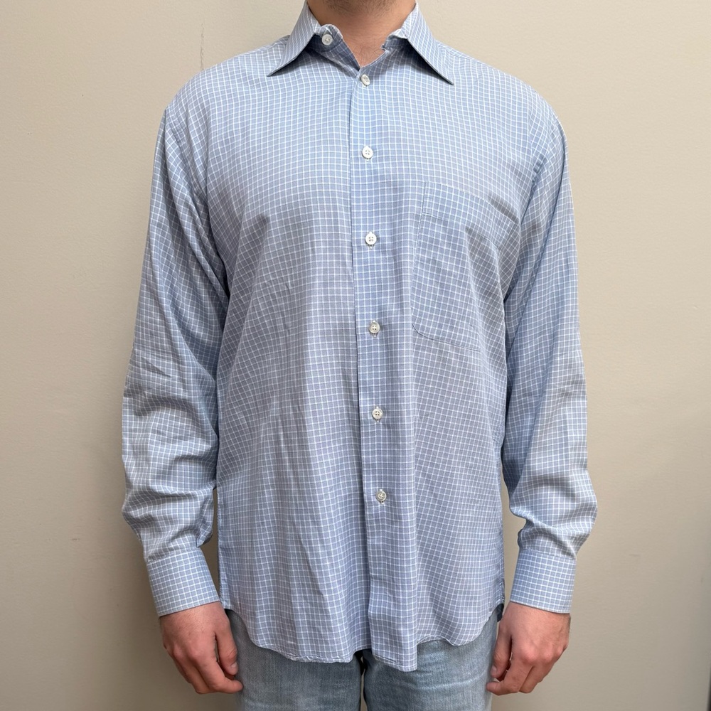 Men's Blue Checkered Shirt- Size 16/35